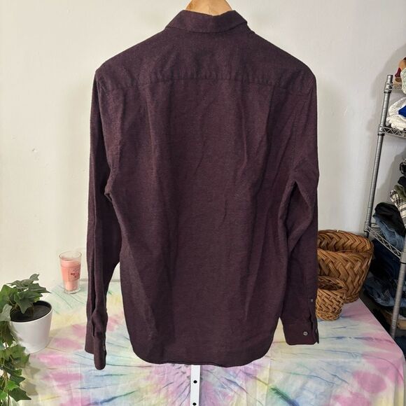 SCOTT BARBER Men's Burgundy Button-Up Shirt medium men’s cashmere blend shirt - Picture 5 of 6